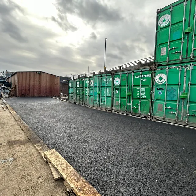 Smooth tarmac surface to help with fork lift use
